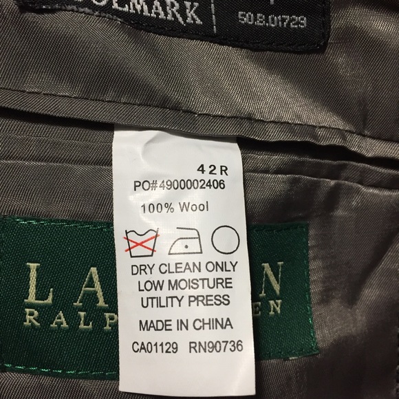 Lauren Ralph Lauren Houndstooth 100% Wool Blazer Jacket Men’s 42R Gray 2 Button - Picture 9 of 11